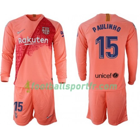 Tenue Barcelone Paulinho 15 Enfant Troisieme 2018-2019 Maillot de Foot ML